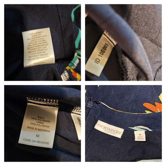 Eva Mendes Women's Floral Dress Size Medium Navy Blue - Picture 2 of 10